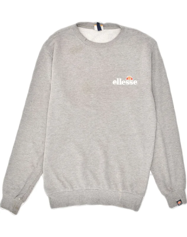 ELLESSE Womens Sweatshirt Jumper UK 10 Small Grey Cotton