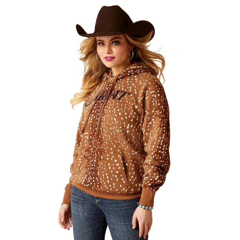 Ariat Ladies Spotted Deer Print Ginger Brown Hoodie 10046258