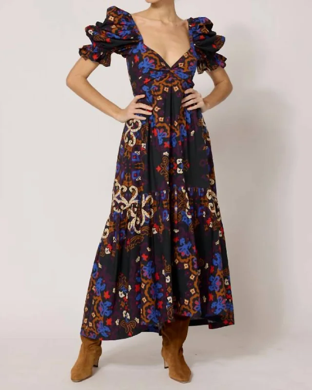 Jewel Ankle Dress In Venezia Print