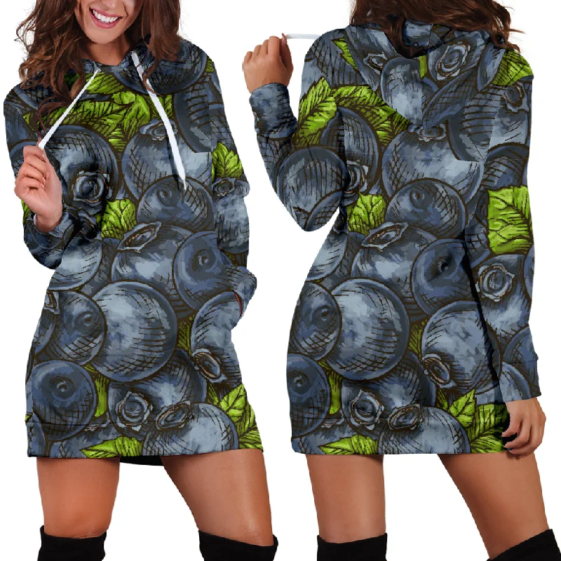 Blueberry Pattern Women'S Hoodie Dress