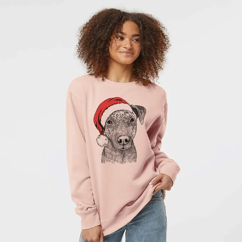 Santa Reeses the Pitbull - Unisex Pigment Dyed Crew Sweatshirt