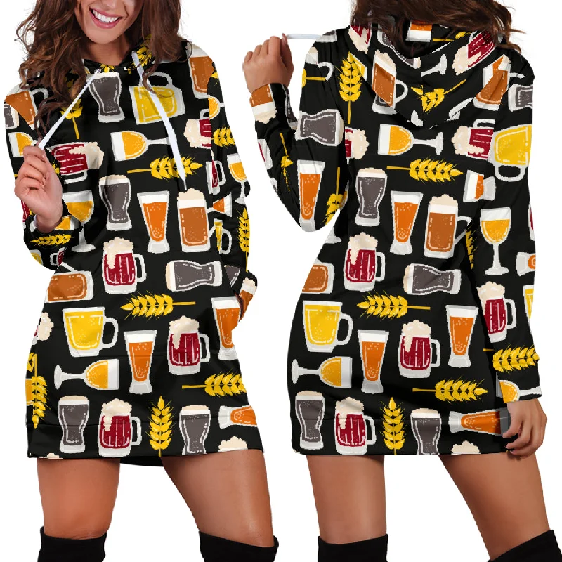 Beer Type Pattern Women'S Hoodie Dress