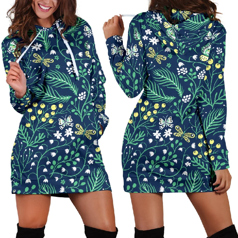 Butterfly Leaves Pattern Women'S Hoodie Dress