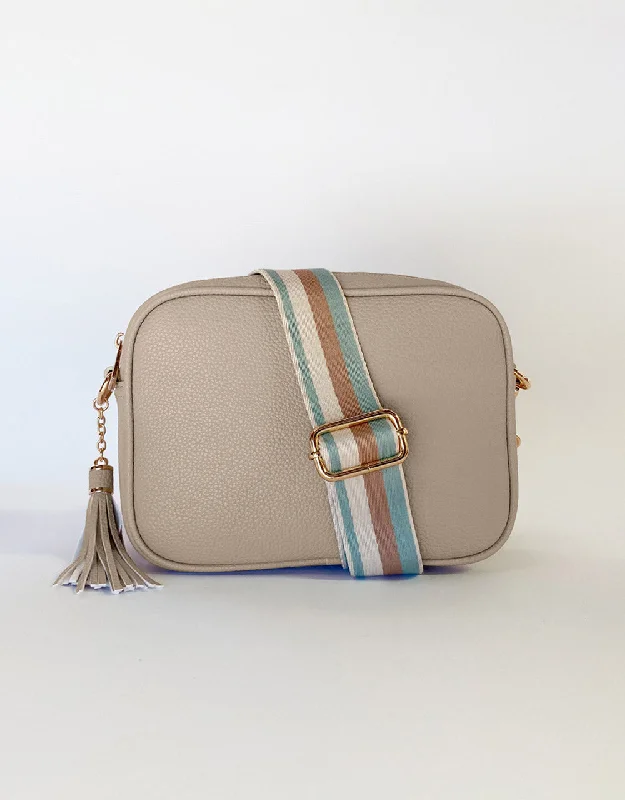 Zoe Crossbody Bag - Stone/Blue Tan Stripe