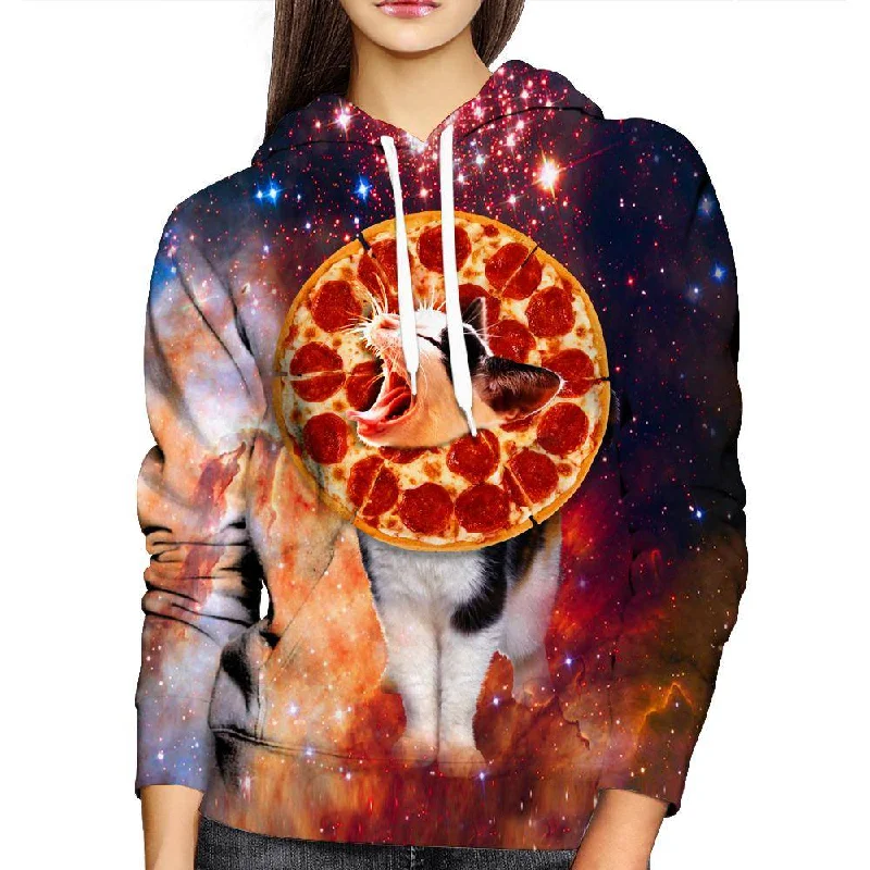 Pizza Lion Cat Womens Hoodie