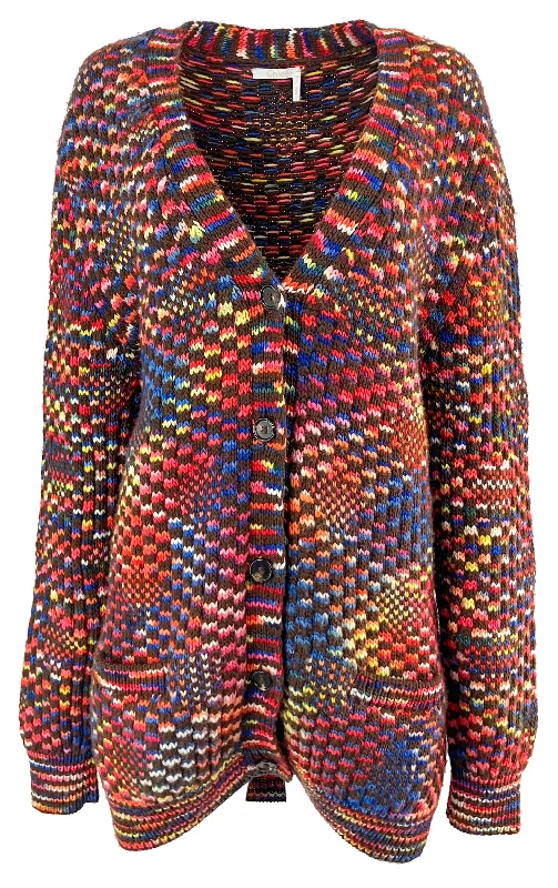 Chloe Checker Jacquard Knit Cardigan in Multi