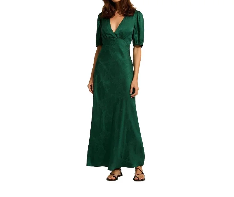 Pamela Midi Dress In Emerald Green Leonie Print