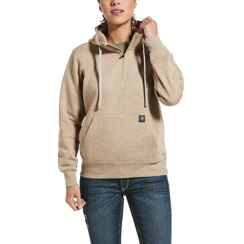 Ariat Ladies Rebar Skill-Set Beige Oatmeal 1/2-Zip Hoodie 10032912