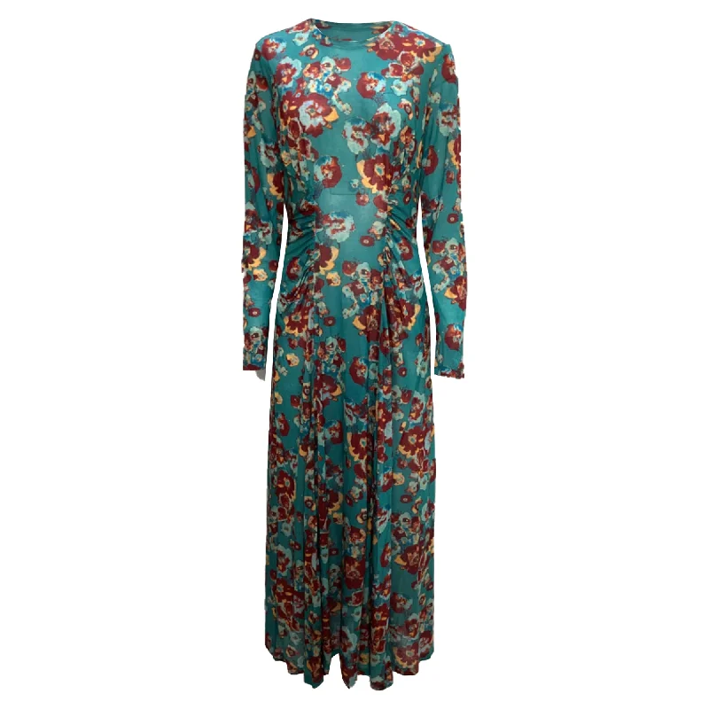 Ulla Johnson Ceryse Printed Maxi Long-Sleeve Dress in Multicolor Lyocell