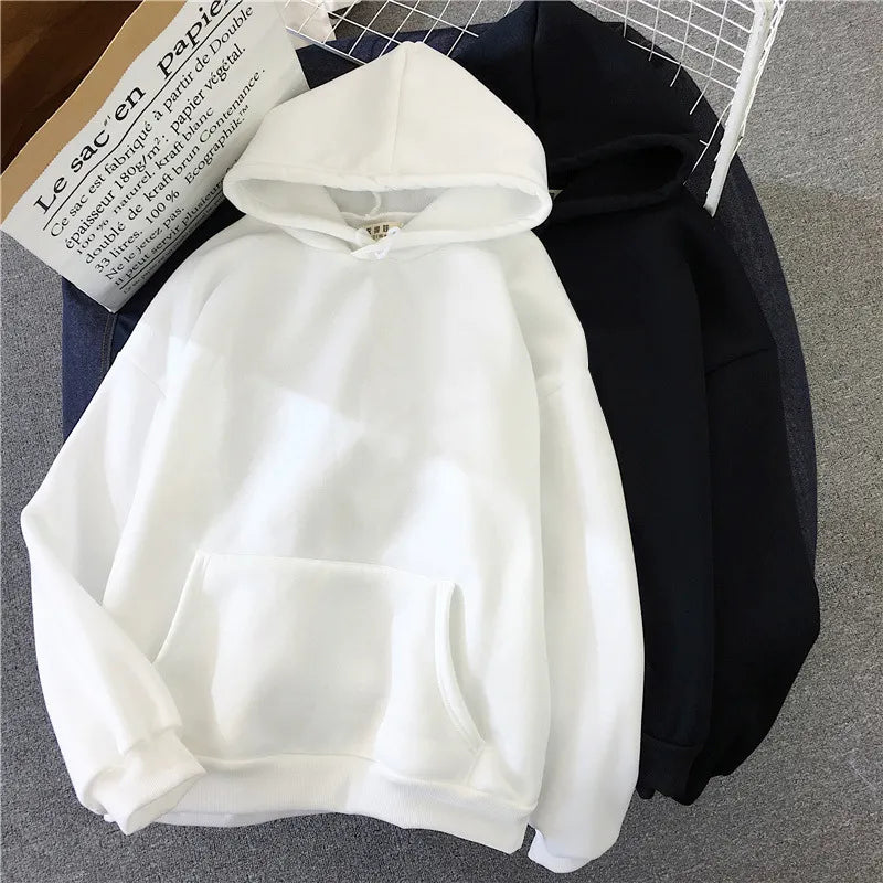 Women's Solid Color Hoodies Autumn Winter Lazy Style Loose Hooded