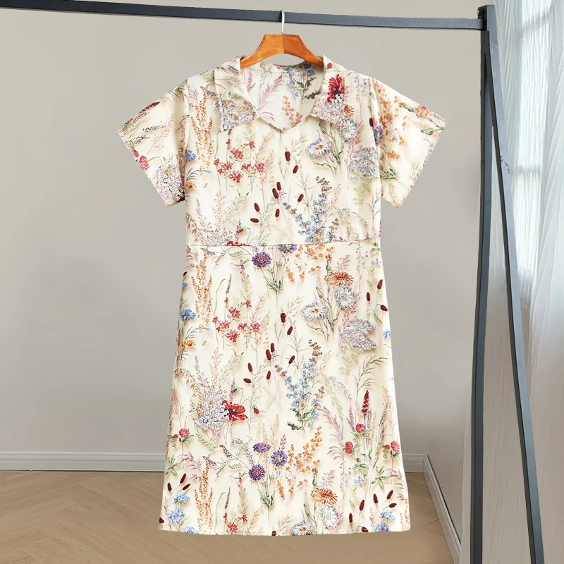 (4XL-10XL) Plus Size Botanics Print Shirt Dress (EXTRA BIG SIZE)