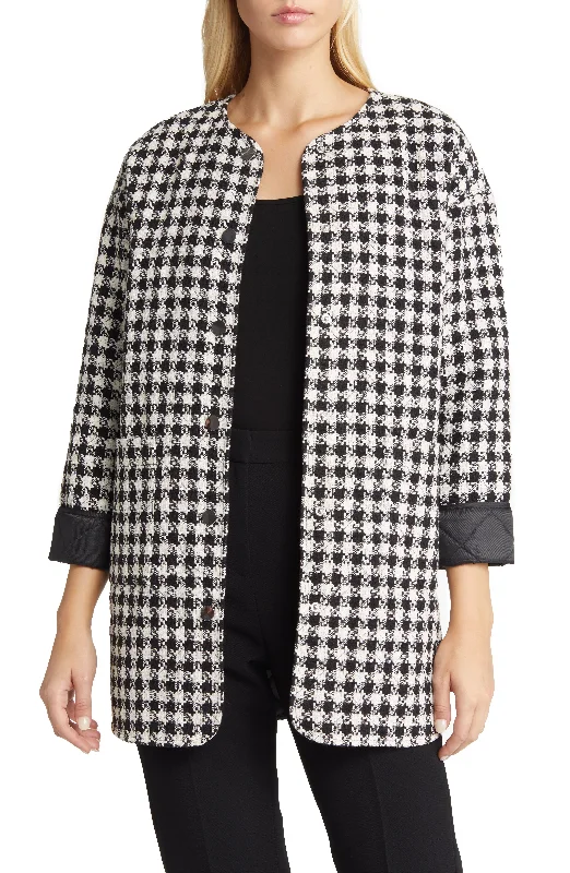 Anne Klein Houndstooth Quilted Lining Jacket