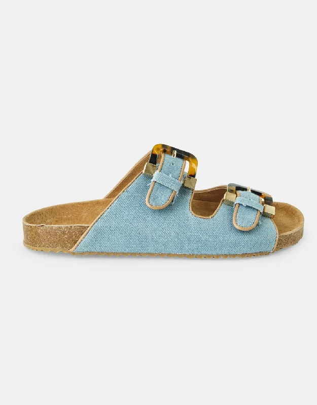 Bailey Denim Slides - Light Denim