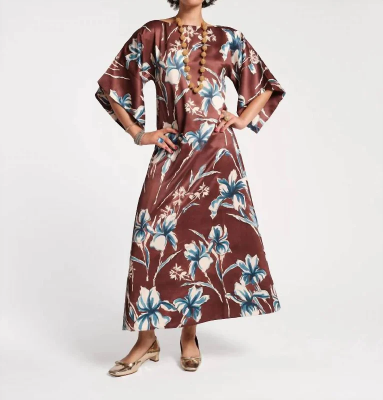 Spinnaker Maxi Dress In Brown/blue