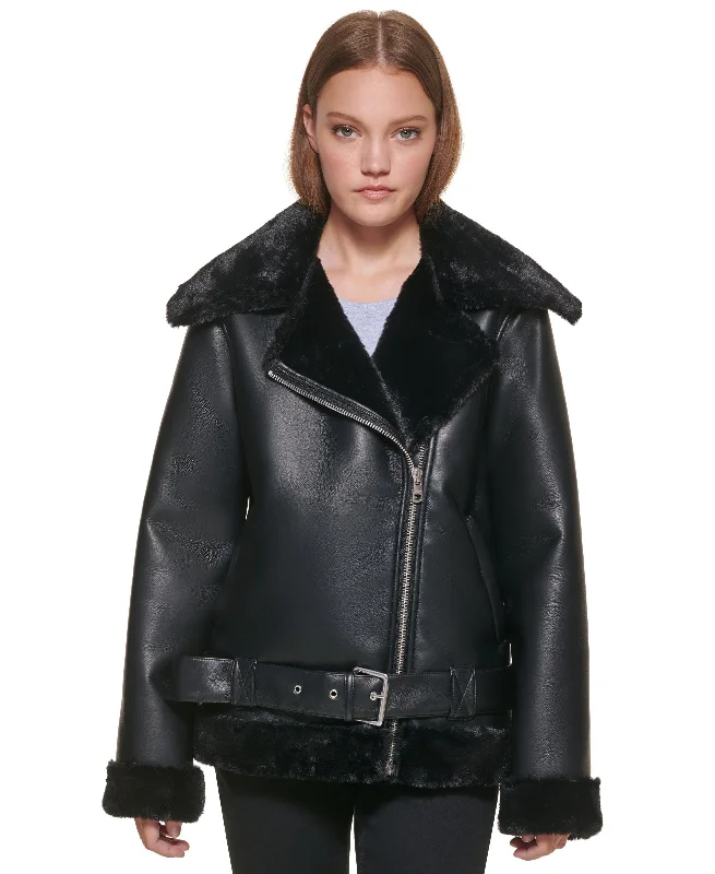 Calvin Klein Jeans Faux-Shearling Moto Jacket