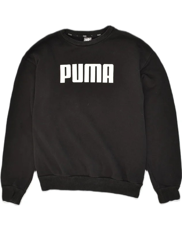 PUMA Womens Graphic Sweatshirt Jumper UK 10 Small  Black Cotton