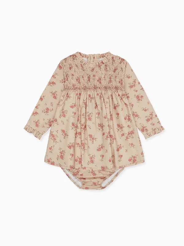 Pink Floral Ivina Baby Girl Smock Set