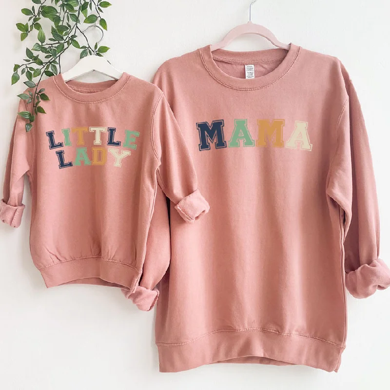 Mama & Little Lady Multi Block Matching Dusty Pink Sweatshirts