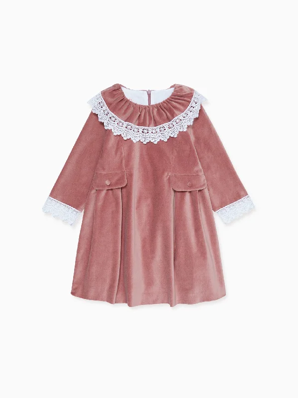 Pink Maranta Girl Velvet Dress