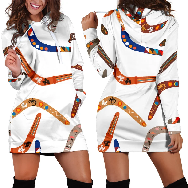 Boomerang Australian Aboriginal Ornament Pattern Women'S Hoodie Dress