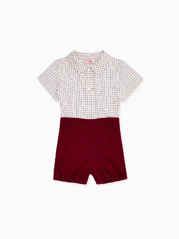 Dark Red Batista Baby Boy Set