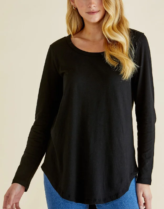 Megan Long Sleeve Top - Black