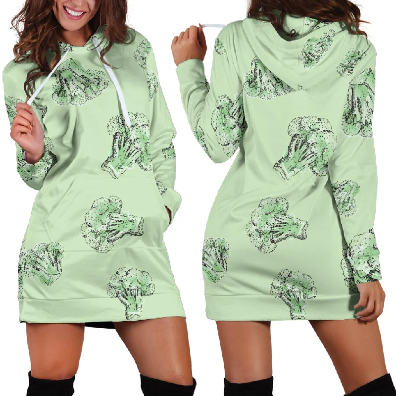 Broccoli Sketch Pattern Women'S Hoodie Dress