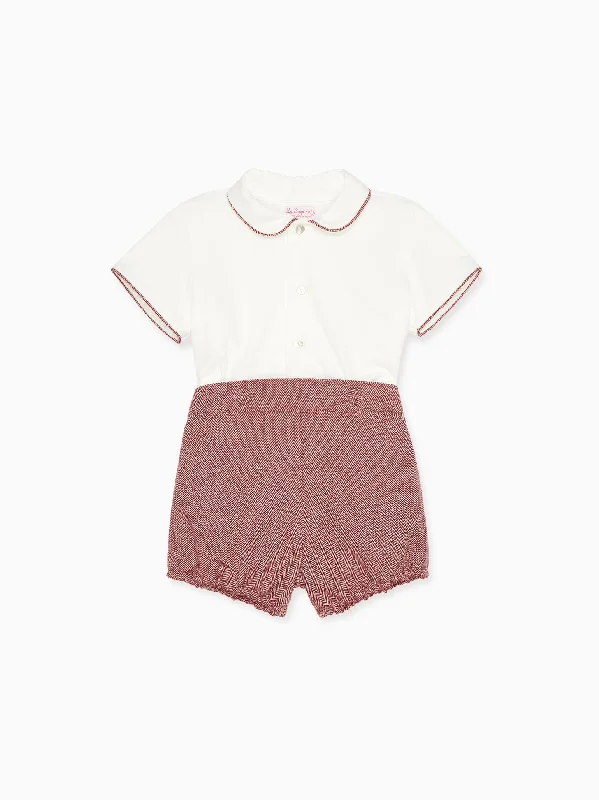 Burgundy Espiga Baby Boy Set