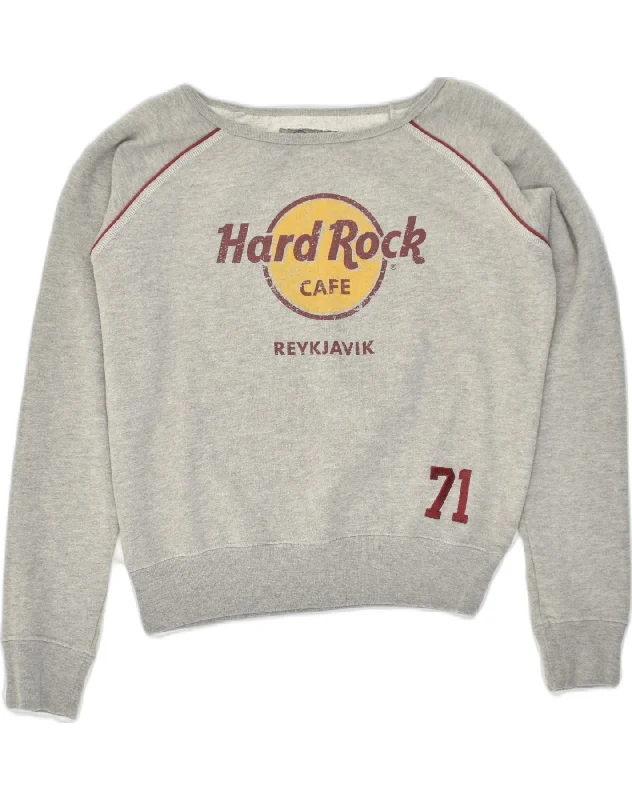 HARD ROCK CAFE Womens Reykjavik Sweatshirt Jumper UK 14 Medium Grey Cotton