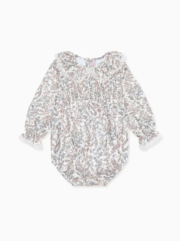 Ivory Floral Chloe Baby Girl Smock Romper