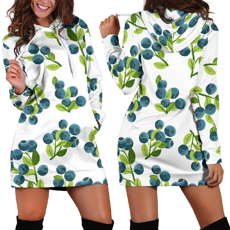 Blueberry White Background Women'S Hoodie Dress