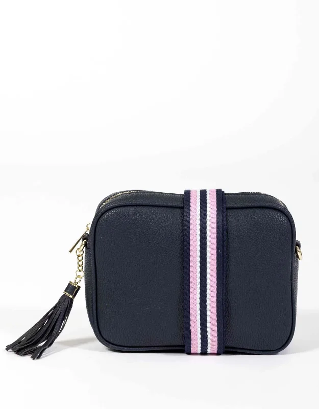 Zoe Crossbody Bag - Navy/Navy & Pink Stripe