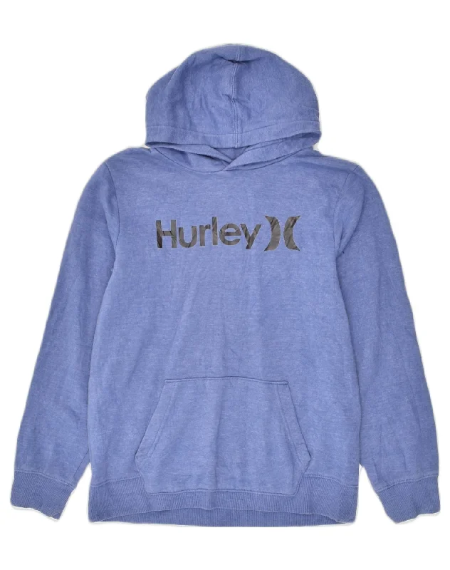 HURLEY Womens Graphic Hoodie Jumper UK 18 XL Blue Cotton