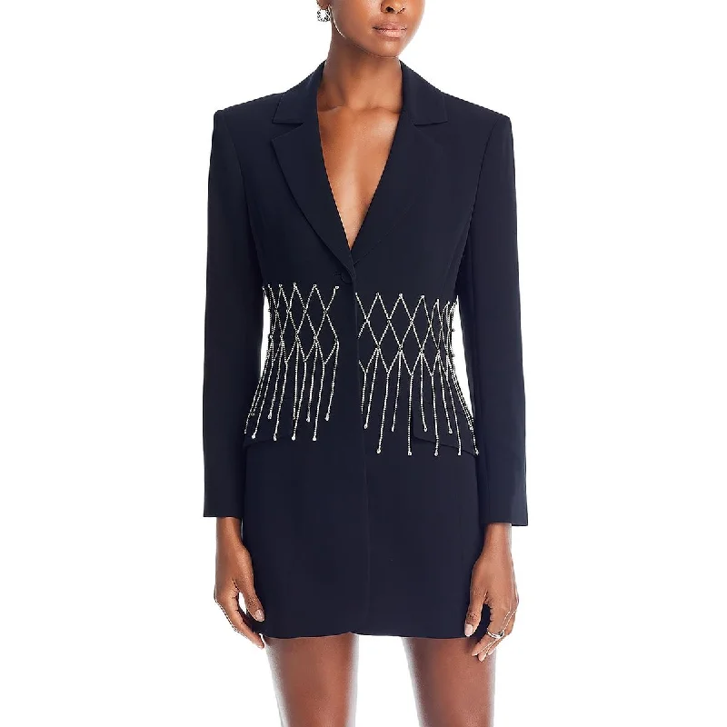 Womens Embellished Long Sleeve Mini Dress