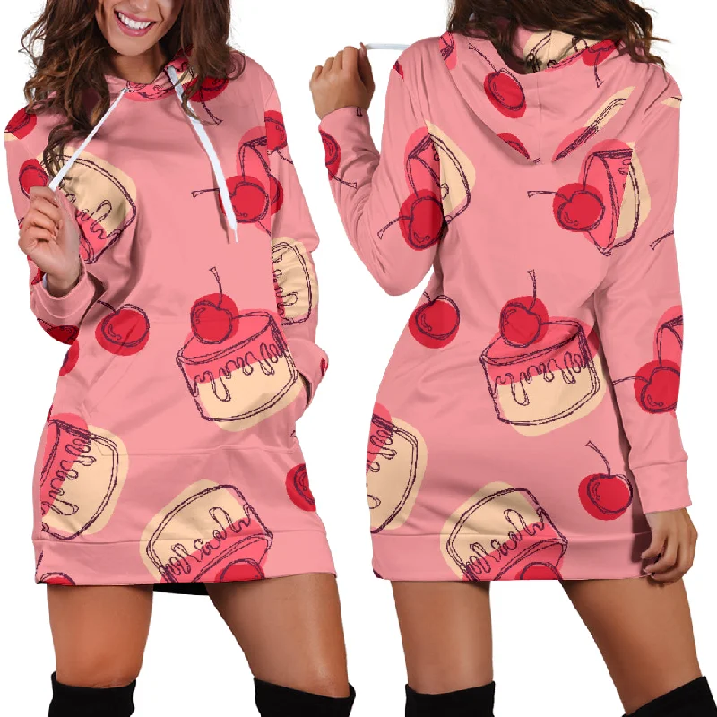 Cake Cherry Pattern Women'S Hoodie Dress