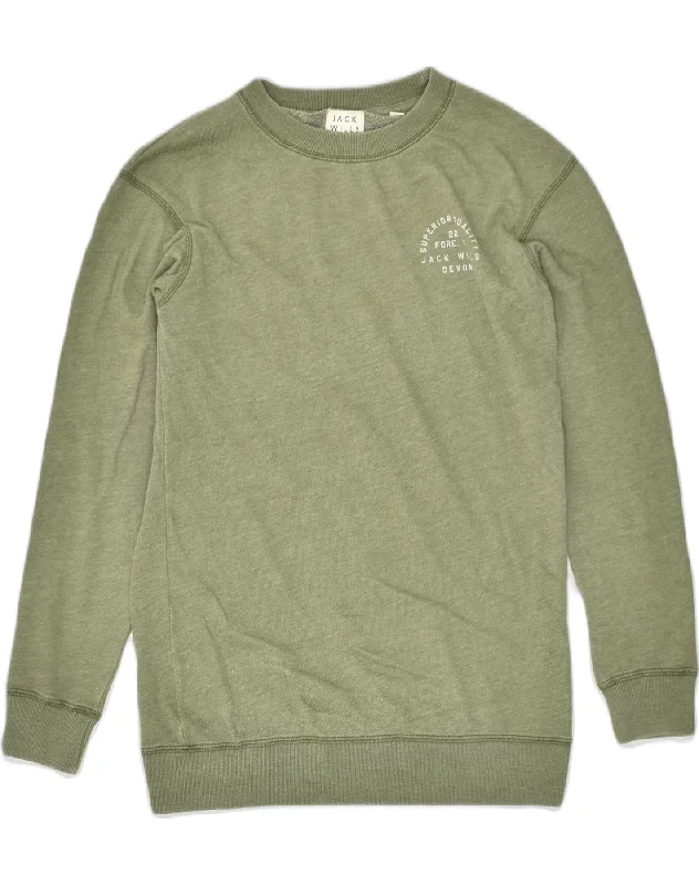 JACK WILLS Womens Sweatshirt Jumper UK 8 Small Khaki Cotton